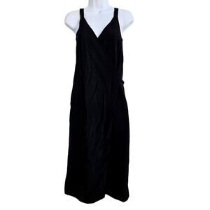 Everlane Black Wrap Dress Size 00 NWT V Neck Sleeveless Minimalist Classic
